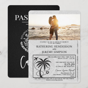 Black Cancun Passport Wedding Einladung