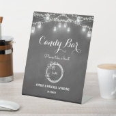 Black Candy Bar Wedding String Lights Sockelschild (In SItu)