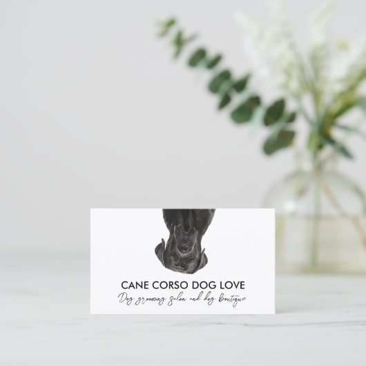 Black Cane Corso Dog Visitenkarte (Stehend Vorderseite)