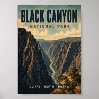Black Canyon National Park Vintage Style Poster