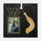 Black Cap and Gown mit Gold Tassel Ornament Aus Glas (Rückseite)