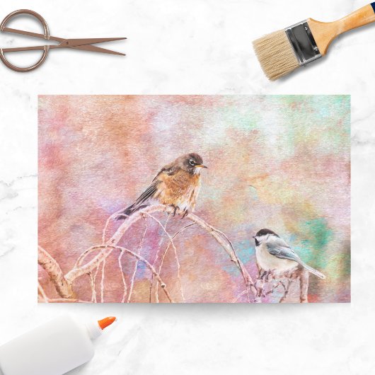 Black Cap Chickadee und Robin Hangout Seidenpapier