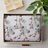 Black Cap Chickadees Kiefernzweige & Red Berries Seidenpapier (Geschenk)