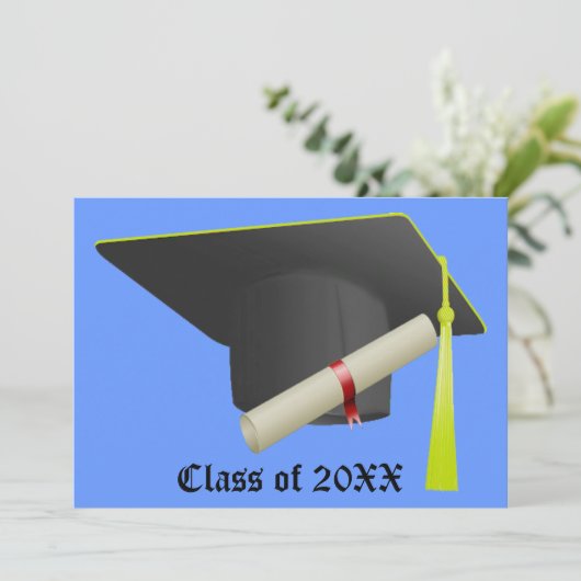 Black Cap High School Uni-Abschluss Einladung (Stehend Vorderseite)