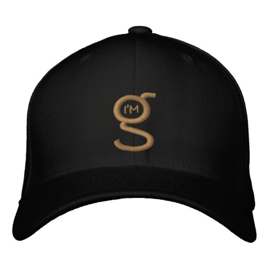 Black Cap w Carmel Cream Embroided Logo Bestickte Baseballkappe (Vorderseite)