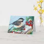 Black Capped Adorable Chickadee Winter Geburtstag Karte (Gelbe Blume)