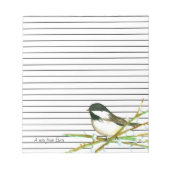 Black Capped Chickadee Bird Individuelle Name Line Notizblock (Vorderseite)