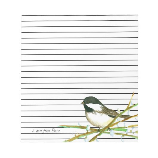 Black Capped Chickadee Bird Individuelle Name Line Notizblock (Vorderseite)