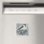 Black Capped Chickadee Bird Square Magnet (In Situ (Geschirrspüler))