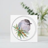 Black Capped Chickadee Watercolour Karte (Stehend Vorderseite)