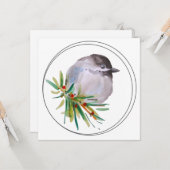 Black Capped Chickadee Watercolour Karte (Vorderseite/Rückseite Beispiel)