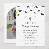 Black caps nurse pinning ceremony einladung (Vorne/Hinten)