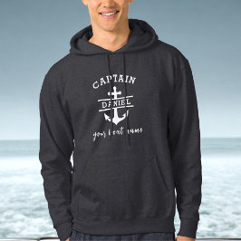 Black Captain Boat Nautical Anchor Ship Hoodie