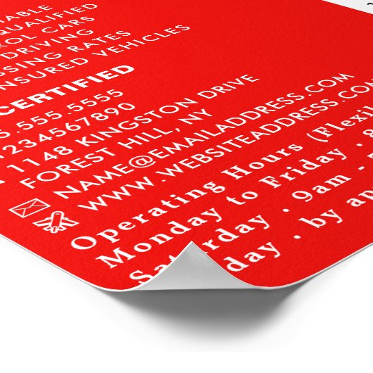 Black Car Logo, Driving School, Instructor Advert Poster (Ecke)