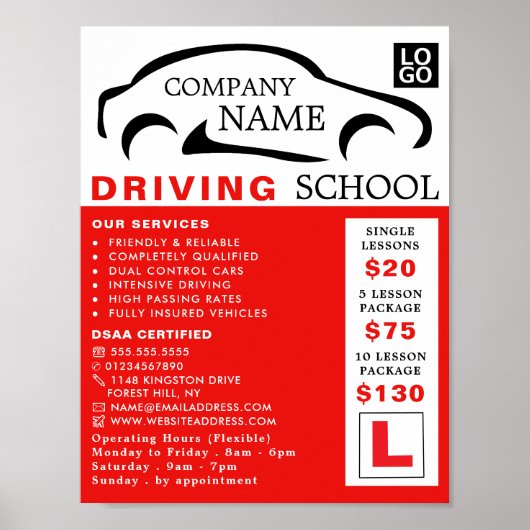 Black Car Logo, Driving School, Instructor Advert Poster (Vorne)