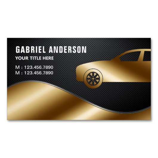 Black Carbon Fibre Gold Luxus Mietwagen Chauffeur Magnetische Visitenkarte (Vorderseite)