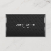 Black Carbon Fibre Pastor Business Card Visitenkarte (Vorderseite)