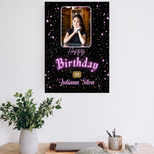 Black Card Foto niedlich Glückwunsch Geburtstag Einladung