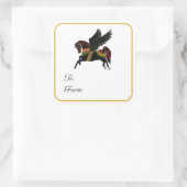 Black Carousel Pegasus Gift Label Sticker (Tasche)