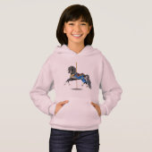 Black Carousel Pferd Hoodie (Vorne ganz)