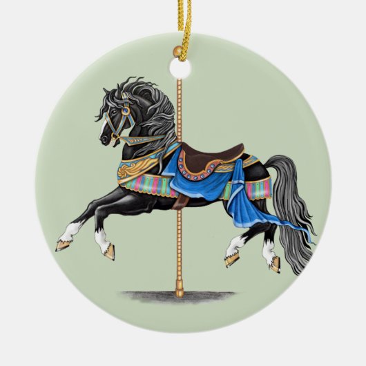 Black Carousel Pferd Keramik Ornament (Vorne)