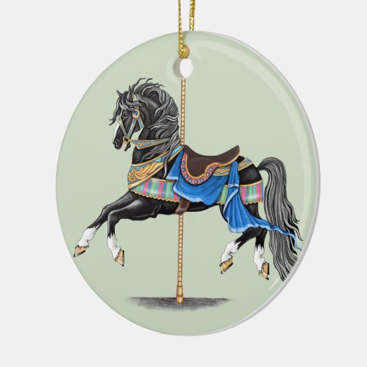 Black Carousel Pferd Keramik Ornament (Links)