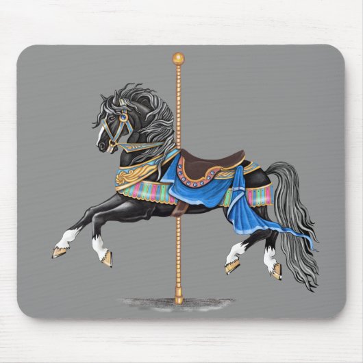 Black Carousel Pferd Mousepad (Vorne)