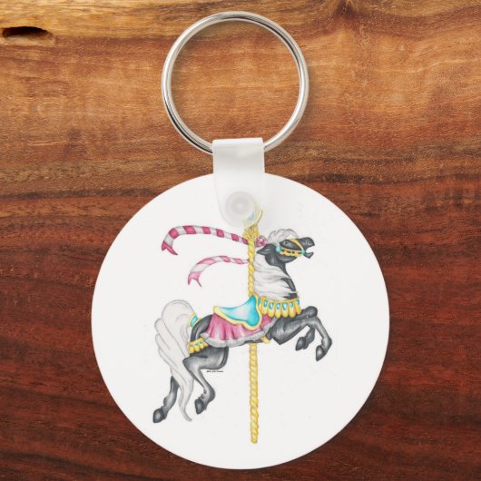 Black Carousel Pferd Schlüsselanhänger (Vorderseite)