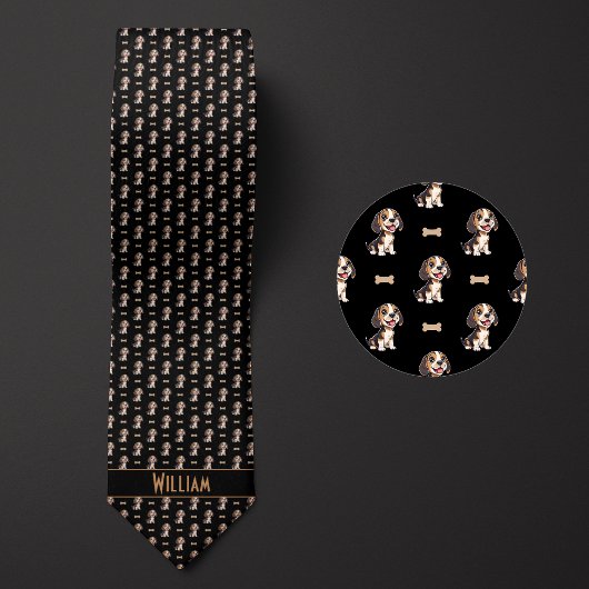 Black Cartoon Beagle Krawatte