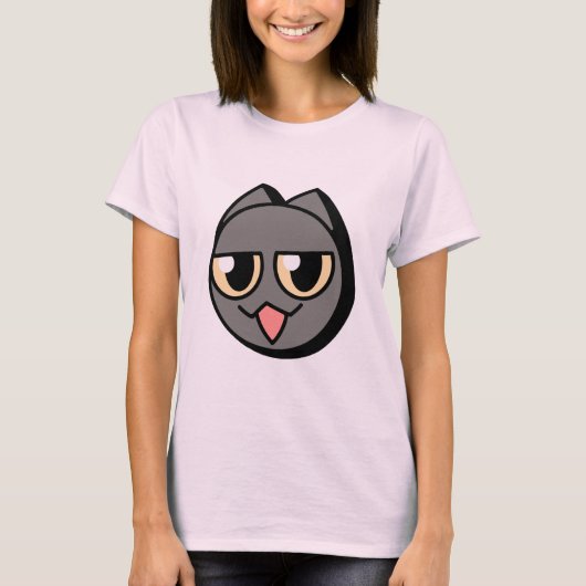 Black Cartoon Cat T-Shirt (Vorderseite)