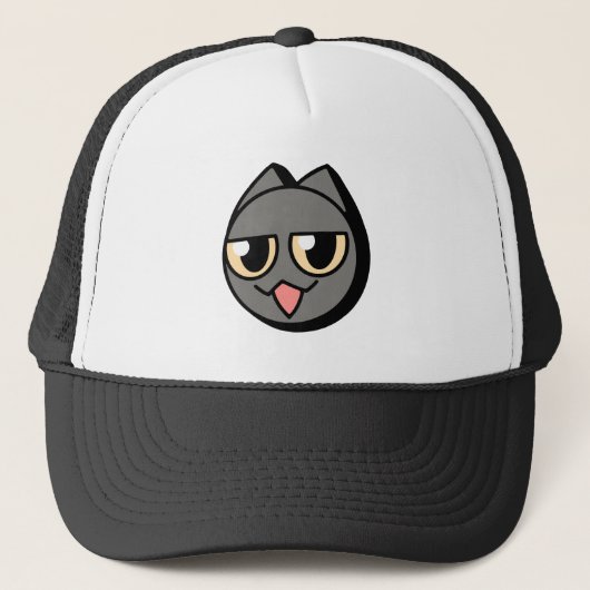 Black Cartoon Cat Truckerkappe (Vorderseite)