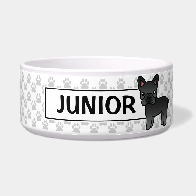Black Cartoon French Bulldog Napf (Vorderseite)