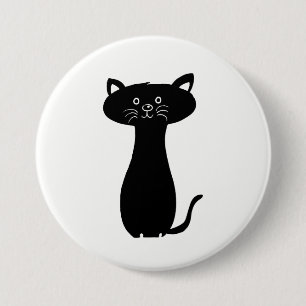 Black Cartoon Kitty Button