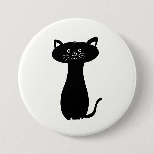 Black Cartoon Kitty Button (Vorderseite)