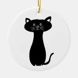 Black Cartoon Kitty Keramikornament