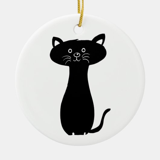Black Cartoon Kitty Keramikornament (Vorne)