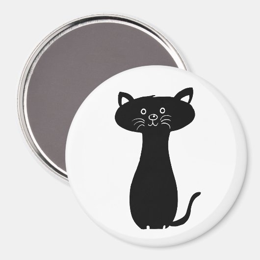 Black Cartoon Kitty Magnet (Vorderseite/Rückseite)