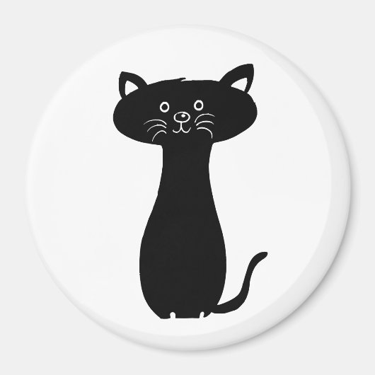 Black Cartoon Kitty Magnet (Vorne)