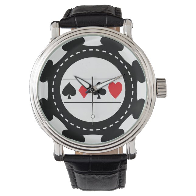Black Casino Chip Watch Armbanduhr (Vorderseite)