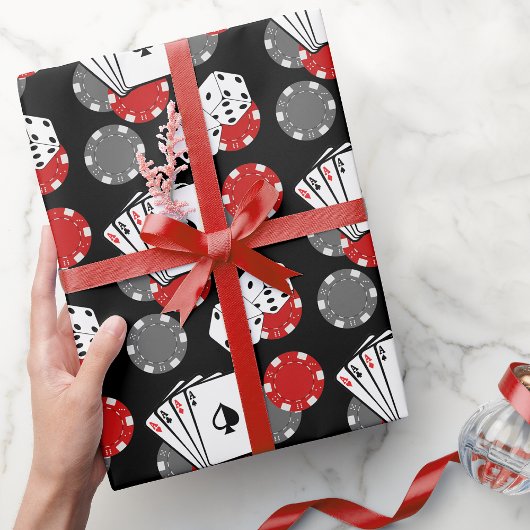 Black Casino Poker Party Wrapping Paper Geschenkpapier