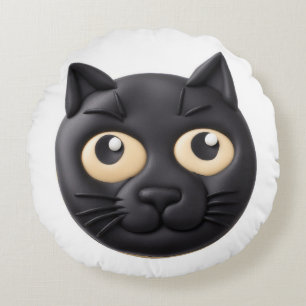 Black Cat 3D Inspiriert Rundes Kissen