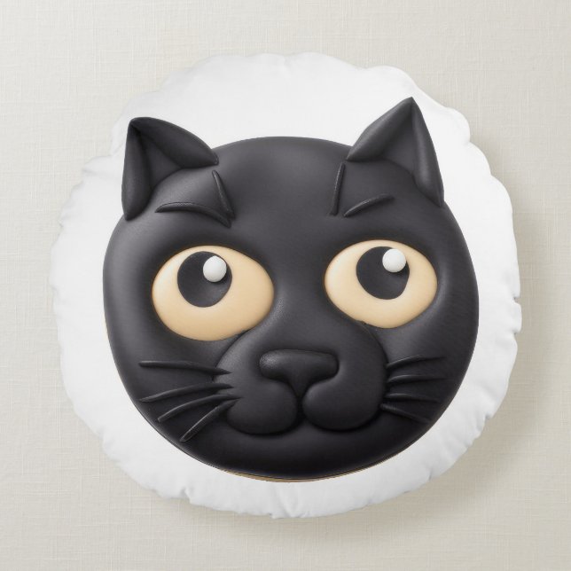 Black Cat 3D Inspiriert Rundes Kissen (Vorderseite)