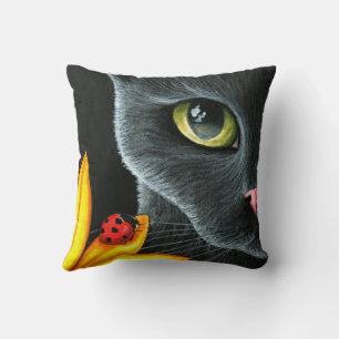 Black Cat 510 ladybug-gelbe Blume Kissen