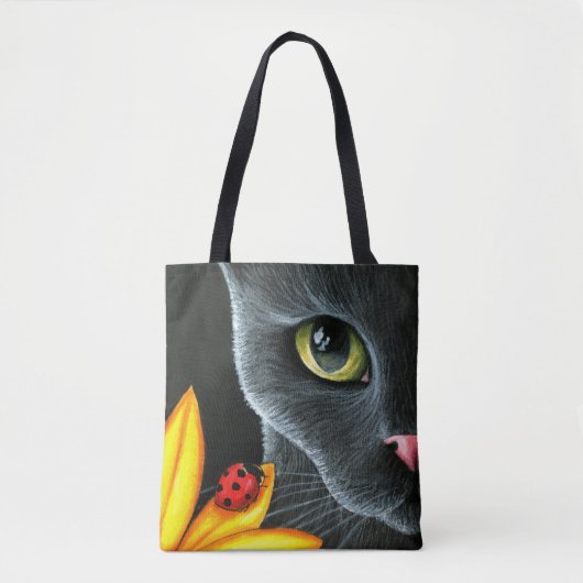Black Cat 510 ladybug-gelbe Blume Tasche (Vorderseite)