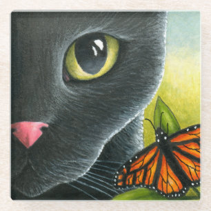 Black Cat 555 Butterfly Glasuntersetzer
