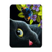 Black Cat 557 Blauer Schmetterling Blume Magnet (Vertikal)