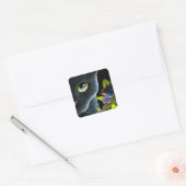 Black Cat 557 Blauer Schmetterling Blume Quadratischer Aufkleber (Umschlag)