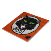 Black Cat Abstrakt Halloween Art Fliese (Seite)