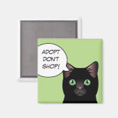 Black Cat Adoptier Don't Shop Shelter Magnet (Vorderseite/Rückseite)