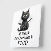 Black Cat Alles, was ich zu Weihnachten Gewollt ha Quadratische Wanduhr (Winkel)